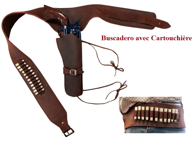Ceinturon holster (BUSCADERO cuir Legends) Marron pour 1 revolver western  
