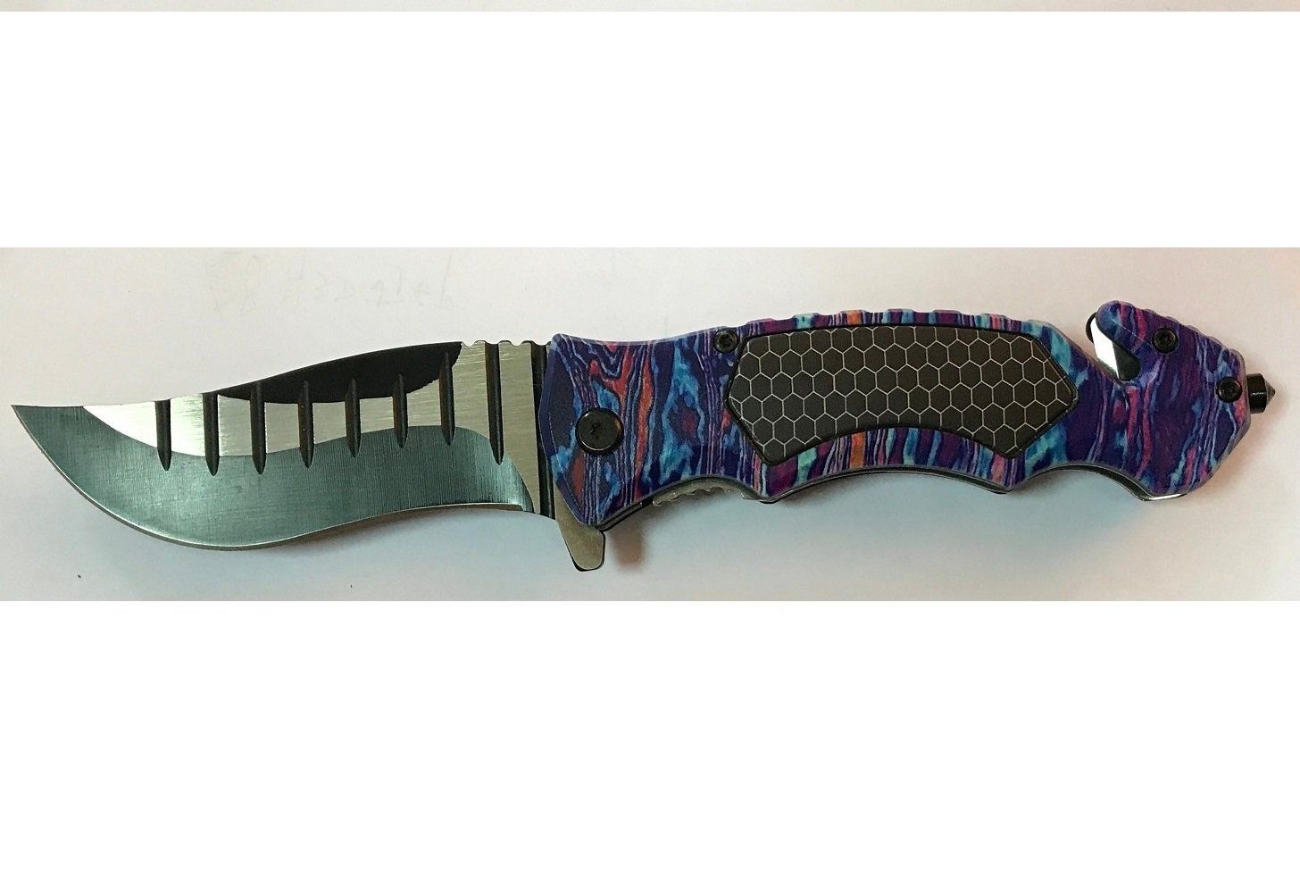 Couteau pliant multicolore lame voilé
