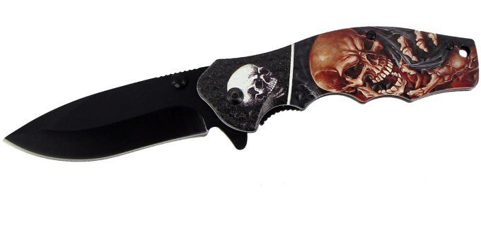 Couteau pliant Skull chocolat