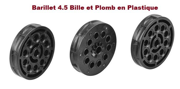 Barillet PLASTIQUE python Colt 4.5 mm  par 3  / Cal 4.5  plomb & Billes Acier