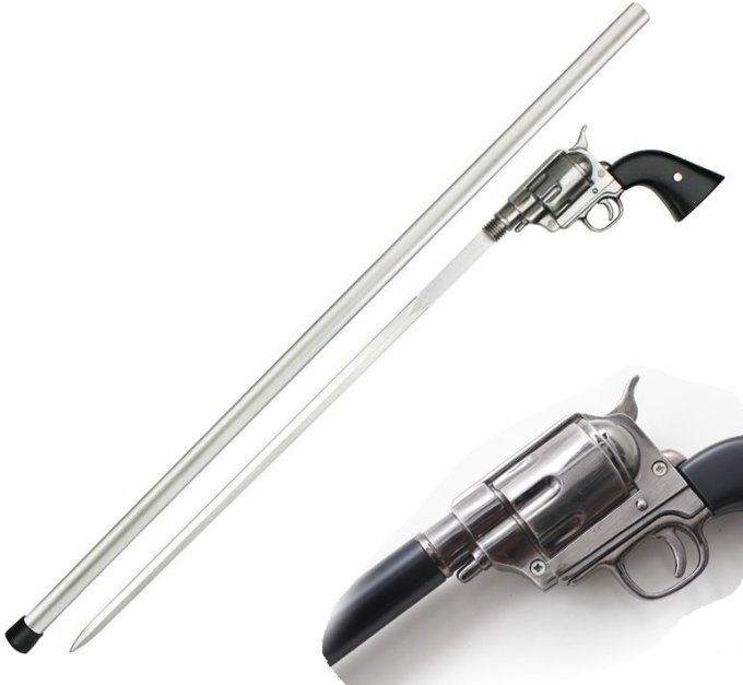 Canne épée Revolver chrome