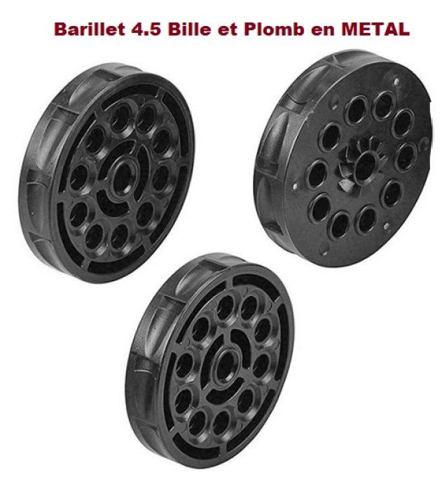 Barillet METAL python Colt 4.5 mm  par 3  / Cal 4.5  plomb & Billes Acier