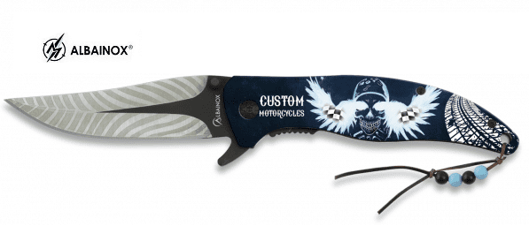 Couteau Pliant Tete de mort ailes 3D  Lame de 9 cm