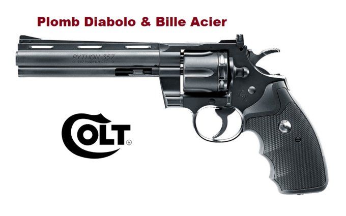 Revolver  Colt python 357 – 11.40 pouces  au Co2  / Cal 4.5  plomb & Billes Acier