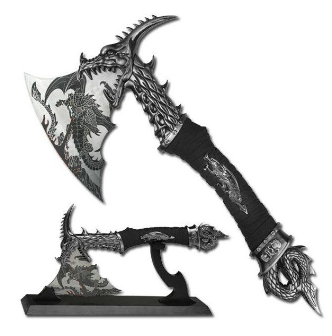 Dague fantaisie Hache décoré Dragon