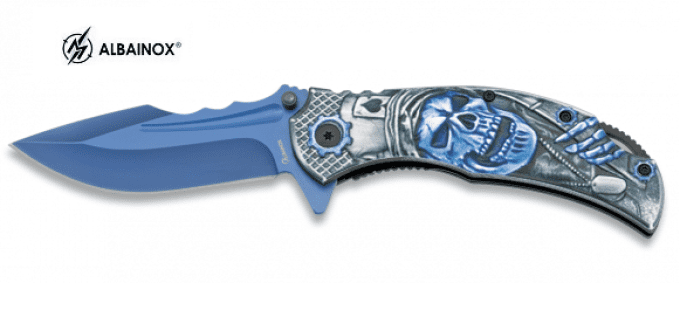 Couteau Pliant Crane bleu 3D  Lame de 9 cm