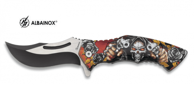 Couteau Pliant Skull revolver 3D  Lame de 8.5 cm