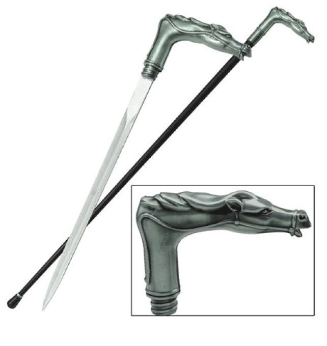 Canne épée Tëte de Cheval– Couleur Argent ou Doré