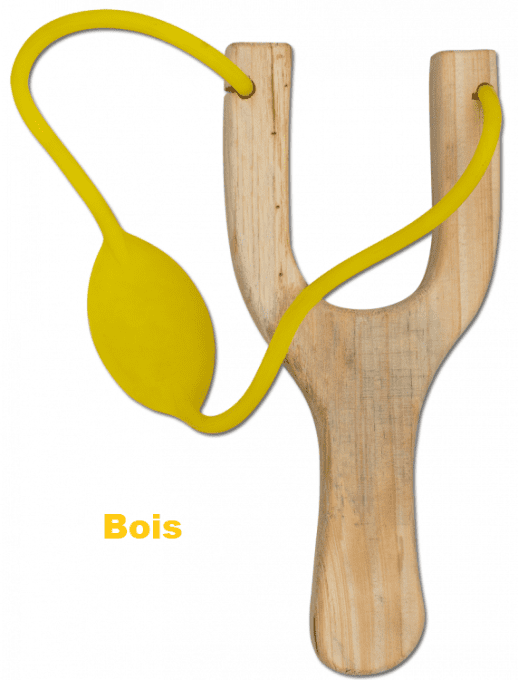 Lance pierre bois caoutchouc  jaune