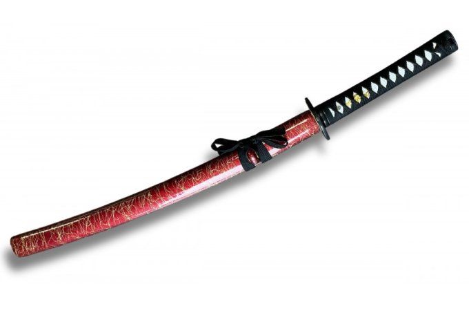 Wakisashi forgé rouge et Or lame violette