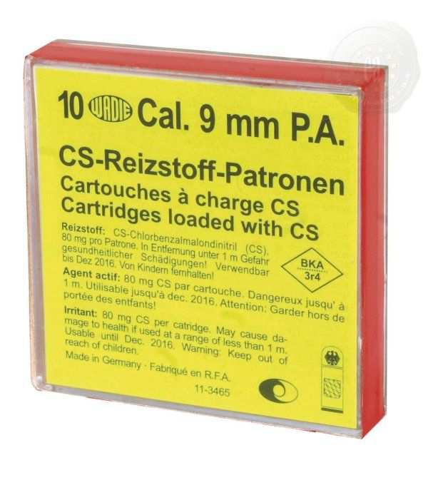 Cartouches de Défense GAZ CS pour PISTOLET Cal. 9 mm