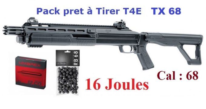 Pack prêt à tirer  Fusil TX 68  T4E ( 16 joules)     