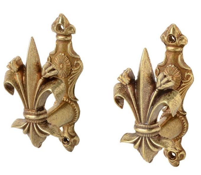 Support Mural Fleur de Lys  Doré