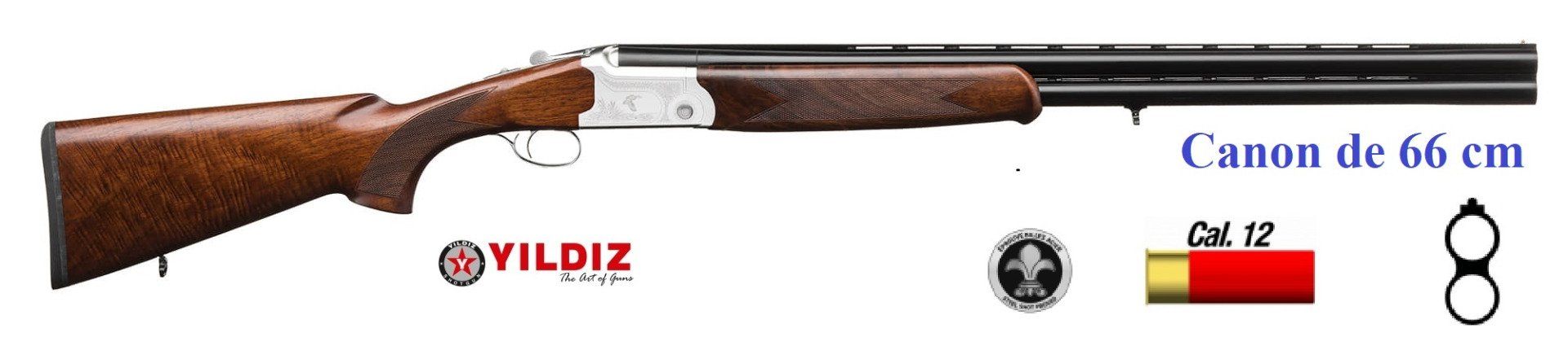 Fusil  YILDIZ  Superposé  Silver  *  Cal 12/76 canon de 66 cm