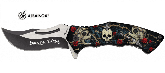 Couteau pliant Skulls et Roses lame de 8.5 cm