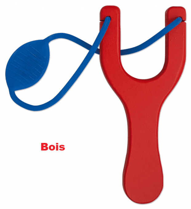 Lance pierre bois rouge caoutchouc  bleu