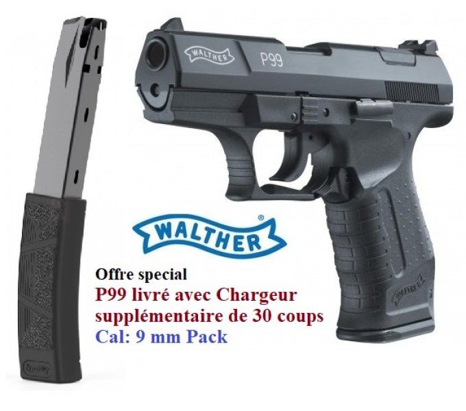 Pistolet WALTHER P99 Bronze  15 + 33 coups