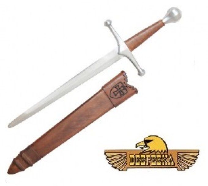 Dague Allemande Médiévale Forgé avec fourreau Cuir