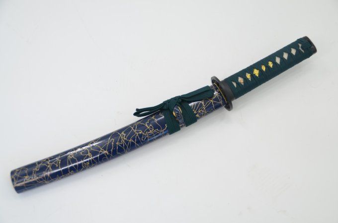 TANTO  Forgé Lame trempée bleu marbré et vert