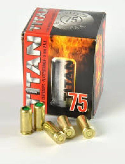 Cartouches à Blanc TITAN x75  Cal. 9 mm PISTOLET