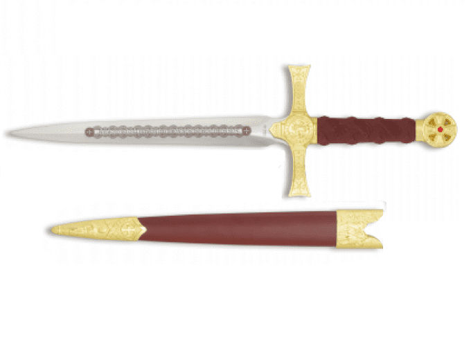 Dague d’ornement templier rouge  de 35.5 cm