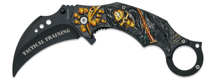 Couteaux Karambit tactical d’entrainement skull