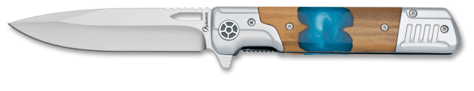 Couteau  pliant manche droit Bois et acrylique  lame de 10 cm