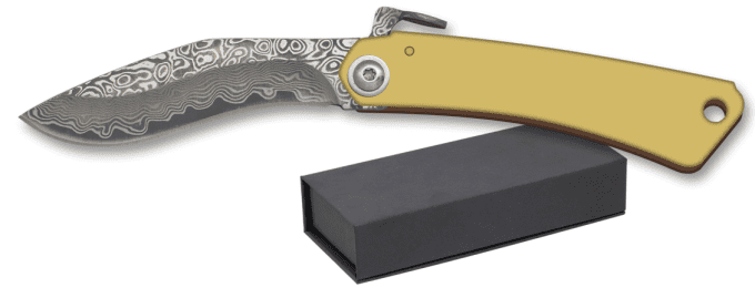 Couteau  pliant doré  lame courbé de 7.00 cm   