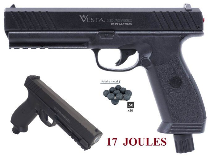 Pistolet VESTA PDW50  semi auto Cal 50 Gen  17 Joules
