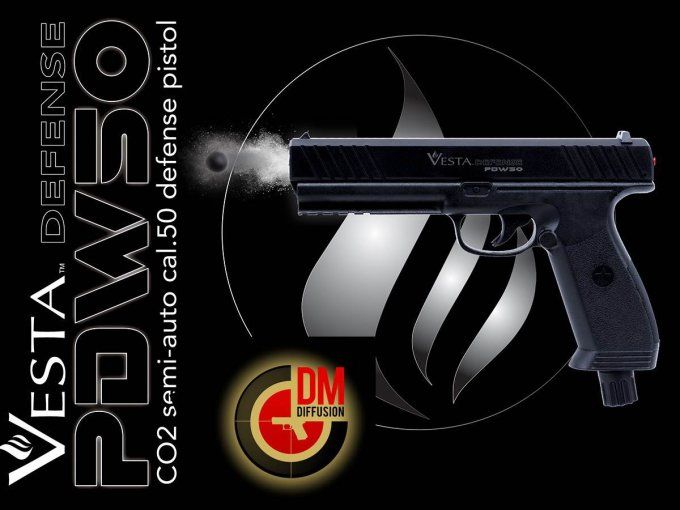 Pistolet VESTA PDW50  semi auto Cal 50 Gen  17 Joules
