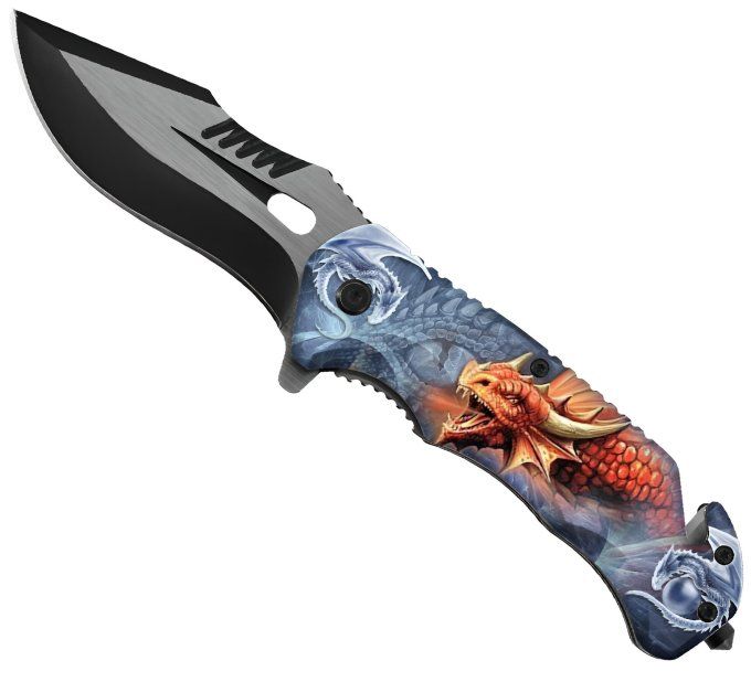 Couteau  pliant Dragon  Flame  lame de 9 cm