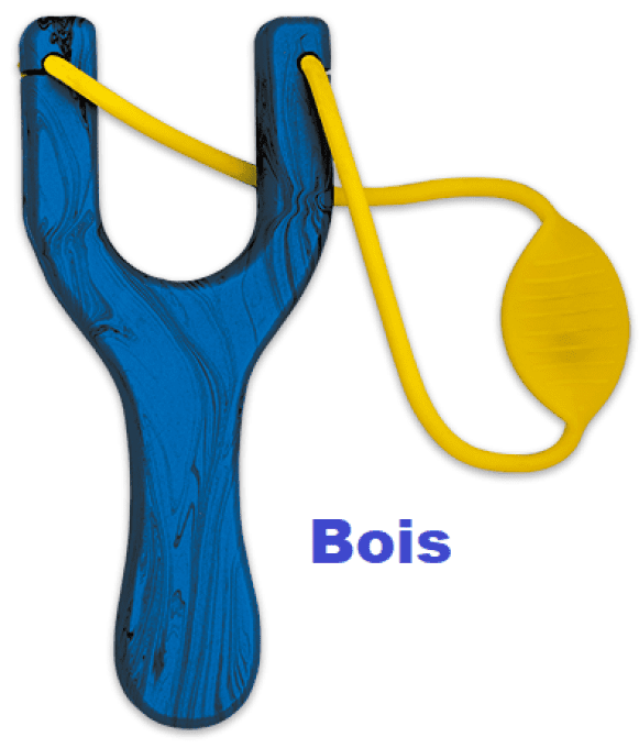 Lance pierre bois bleu  caoutchouc  jaune