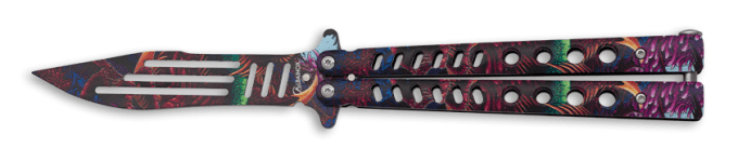 Couteau papillon 3D D’entrainement multicouleur  lame de  10.40 cm