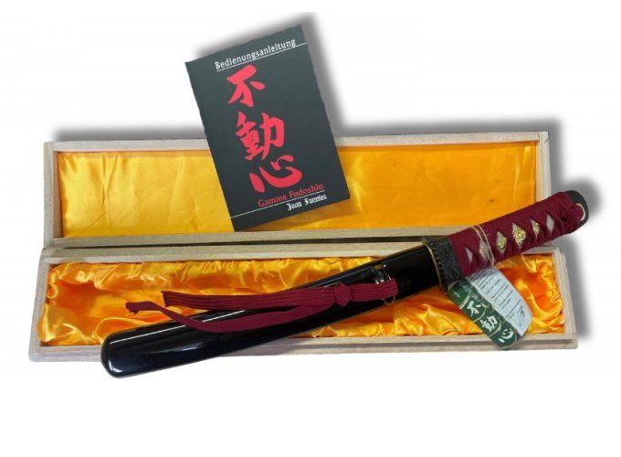 TANTO   Fudoshin noir et rouge  /  Lame DAMAS