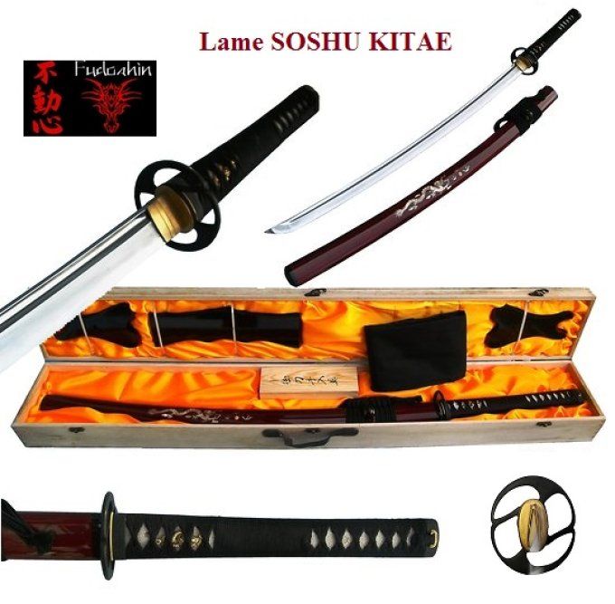 Katana Dragon rouge  Lame SOSHU KITAE