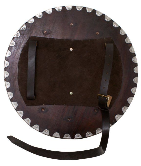 Bouclier rond viking bois avec ferrures en acier