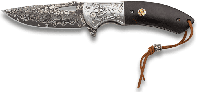 Couteau pliant DAMASCUS  manche ébène  lame de 8.50 cm