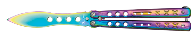 Couteau papillon D’entrainement arc en ciel  lame de  10.80 cm