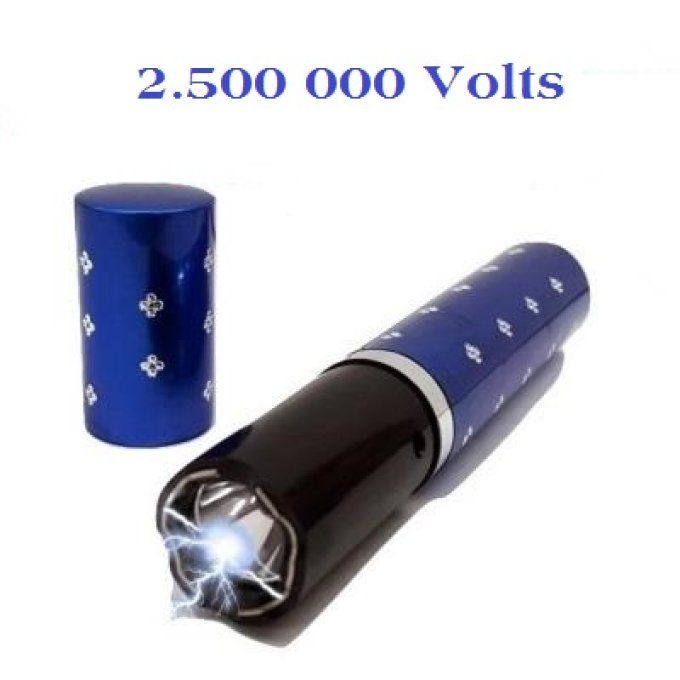 Shocker electrique 2.500 000 Volts Bleu forme rouge a lèvre avec Lampe Led