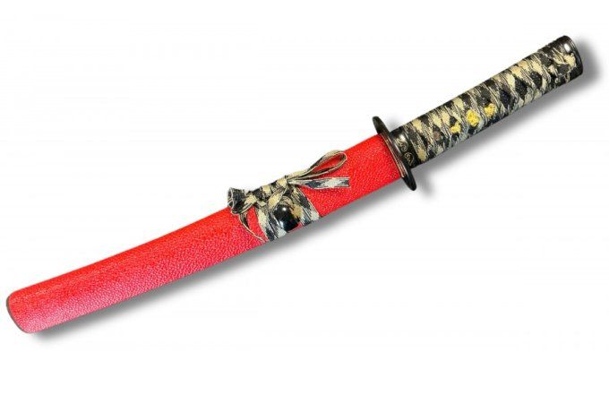 TANTO   Fudoshin rouge  Lame fleur de cerisier