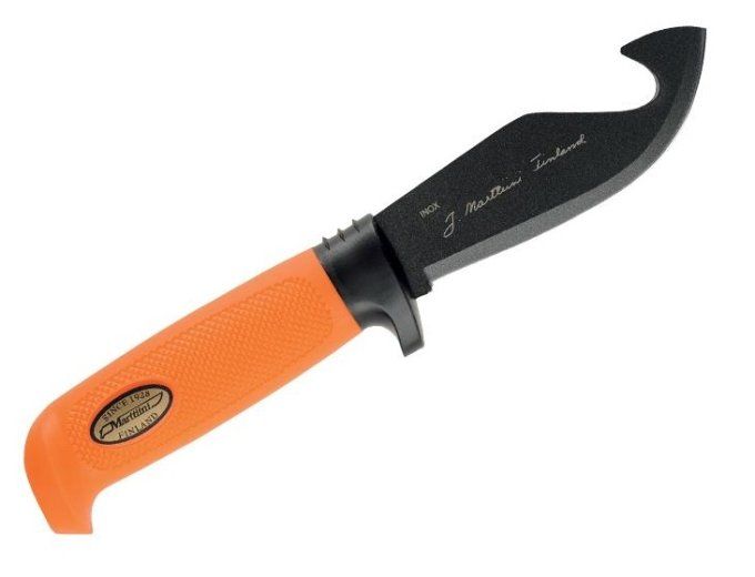 Poignard à Dépouiller Orange avec son étui Cuir noir