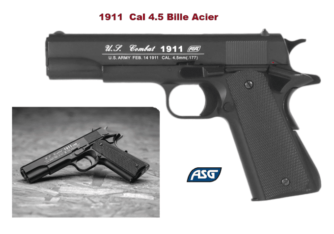 Pistolet à Billes acier COLT M1911  « ASG »   Cal 4.5 BB