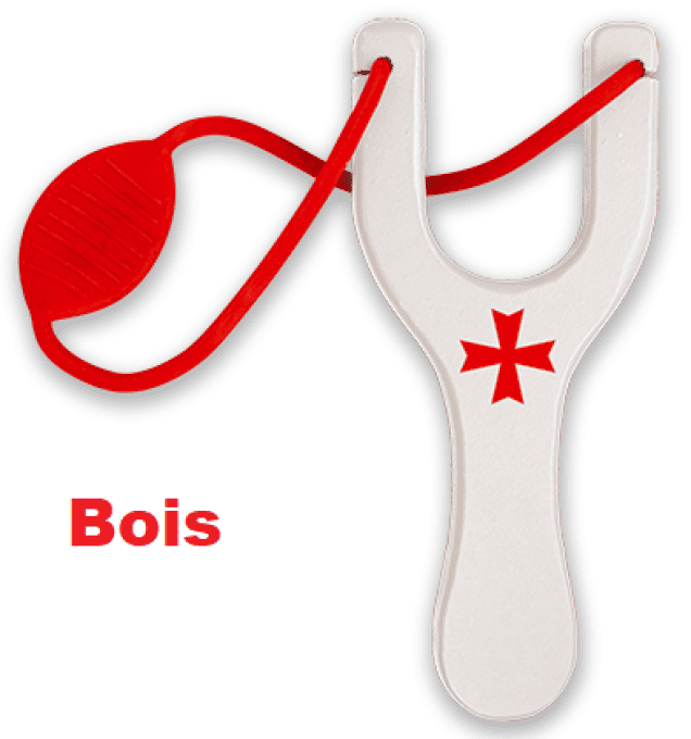 Lance pierre bois blanc  caoutchouc  rouge