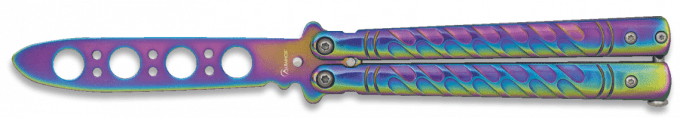 Couteau papillon D’entrainement arc en ciel  lame de  9.60 cm