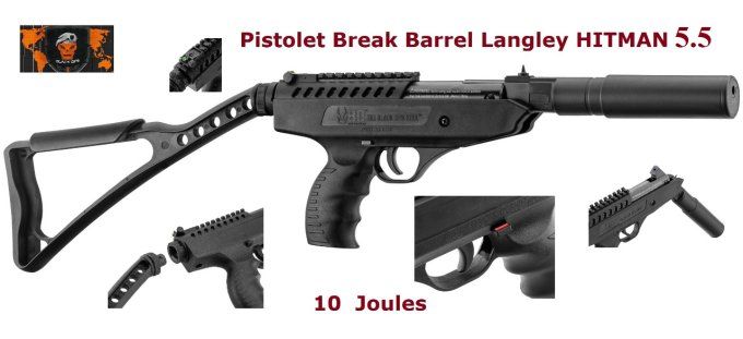 Pistolet à Air break barrel langley hitman Cal. 5.5 mm  / The Black Ops