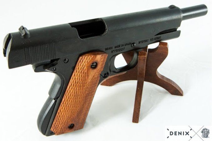 Réplique Pistolet Mod 45 /1911 Noir plaquette Bois