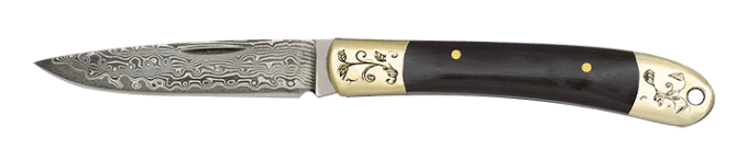 Couteau  DAMASCUS  manche Ebène  lame de 7.20 cm