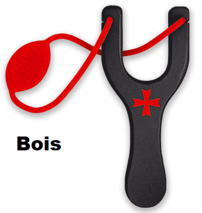 Lance pierre bois noir  caoutchouc  rouge