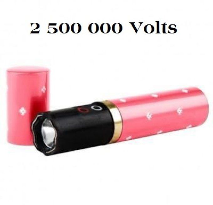 Shocker electrique 2.500 000 Volts Rose forme rouge a lèvre avec lampe