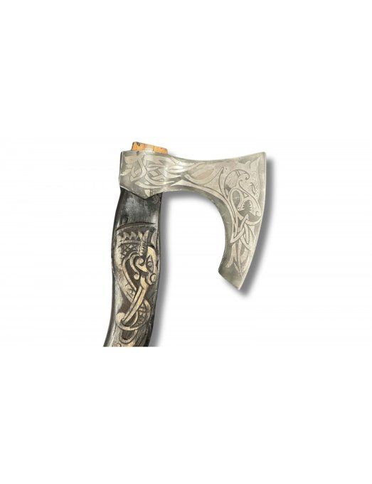 Hache Forgé Viking de combat manche gravé de 57 cm